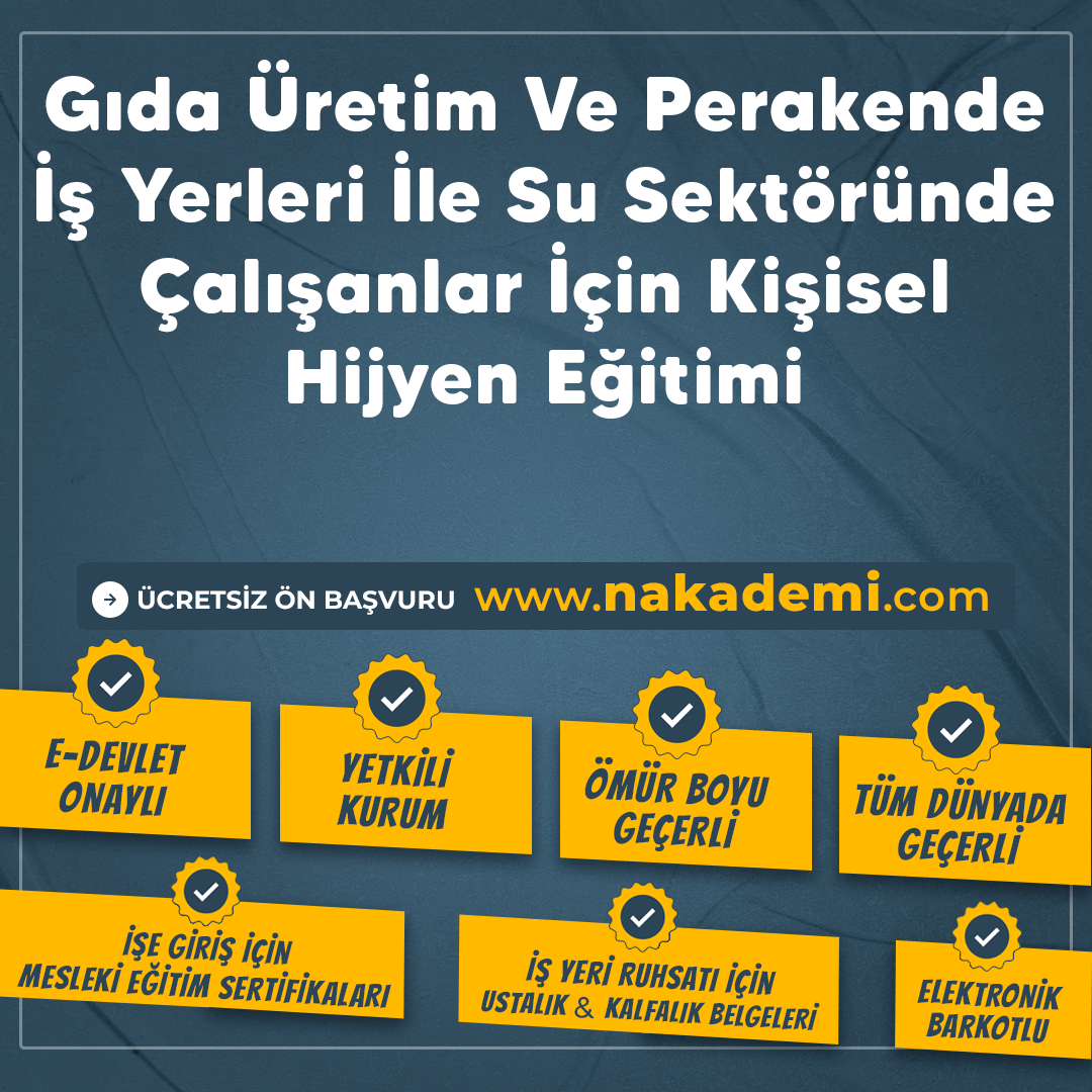 Gıda Üretim Ve Perakende İş Yerleri İle Su Sektöründe Çalışanlar İçin Kişisel Hijyen Eğitimi