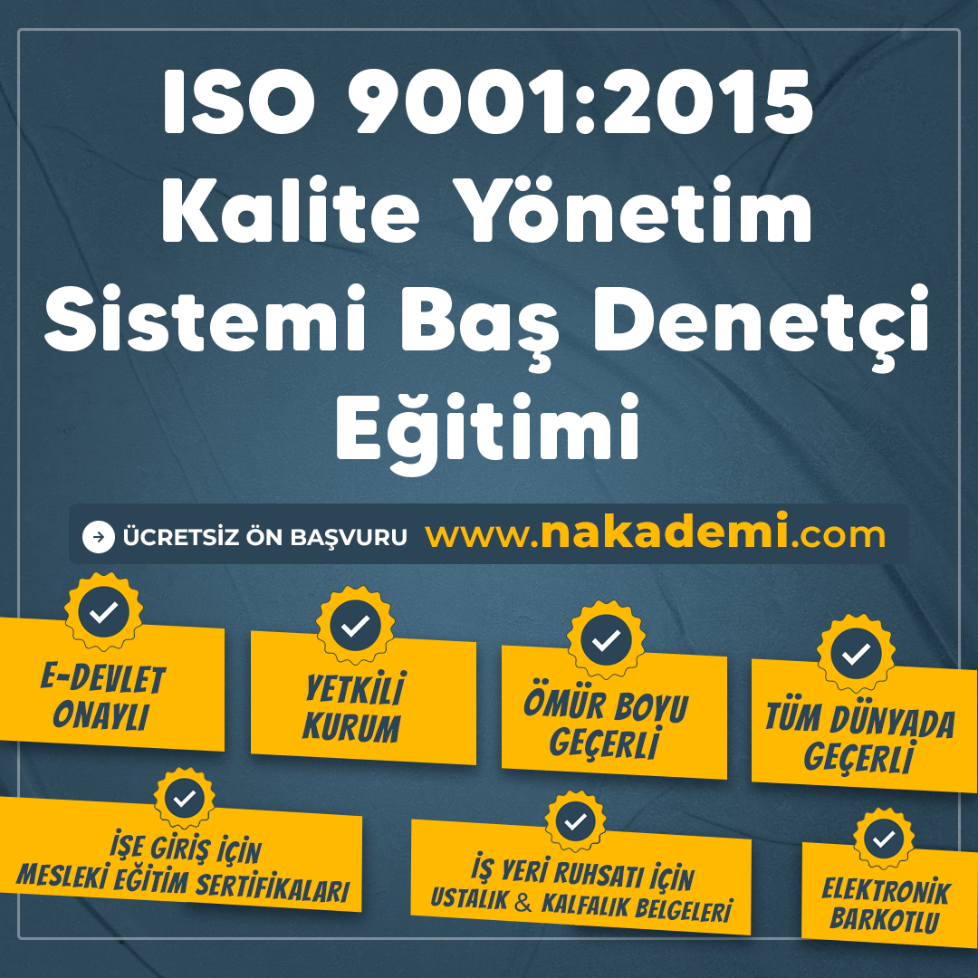 ISO 90012015 Kalite Yönetim Sistemi Baş Denetçi Eğitimi