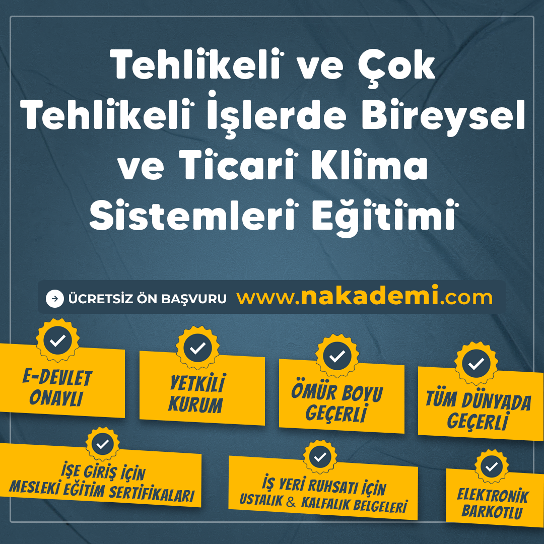 Tehli̇keli̇ ve Çok Tehli̇keli̇ İşlerde Bi̇reysel ve Ti̇cari̇ Kli̇ma Si̇stemleri̇ Eği̇ti̇mi̇
