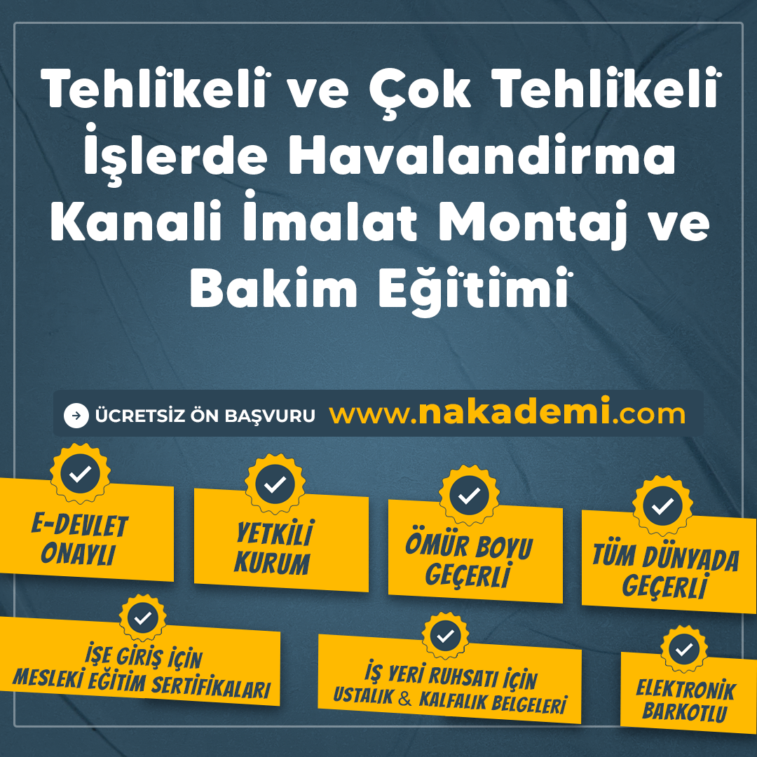 Tehli̇keli̇ ve Çok Tehli̇keli̇ İşlerde Havalandirma Kanali İmalat Montaj ve Bakim Eği̇ti̇mi̇